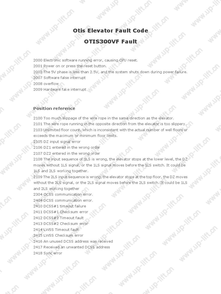 Otis 300vf Fault PDF