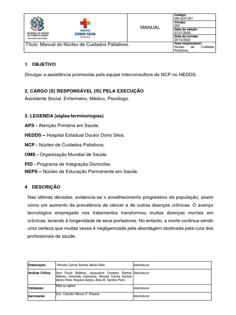 MN - NCP.001 - Manual Do Núcleo de Cuidados Paliativos 002 PDF | PDF