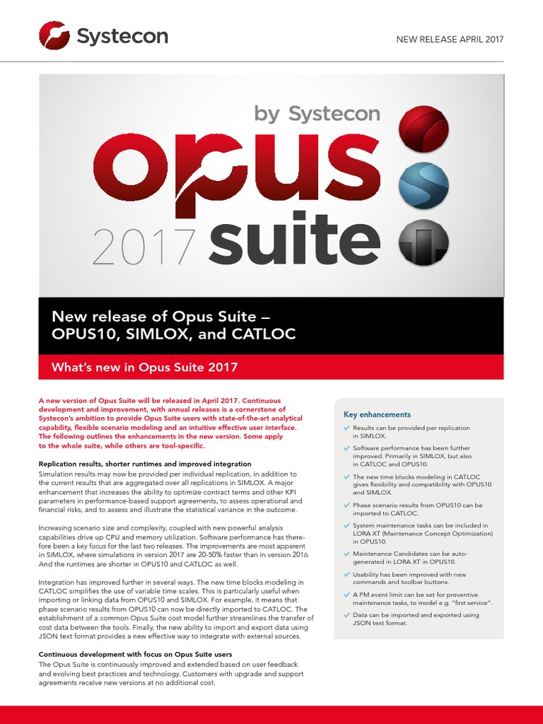 Opus Suite Release 2017 | PDF | Simulation | Usability