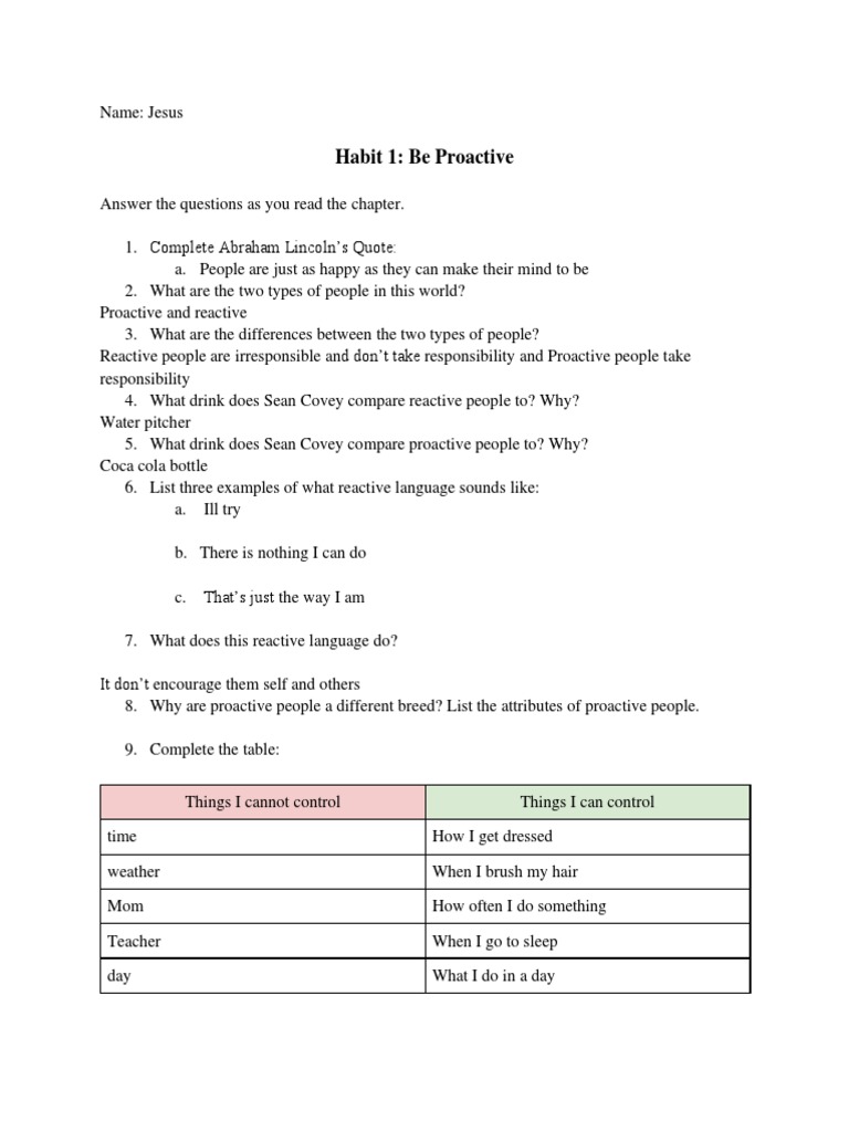 Be Proactive: Understanding Responsibility | PDF
