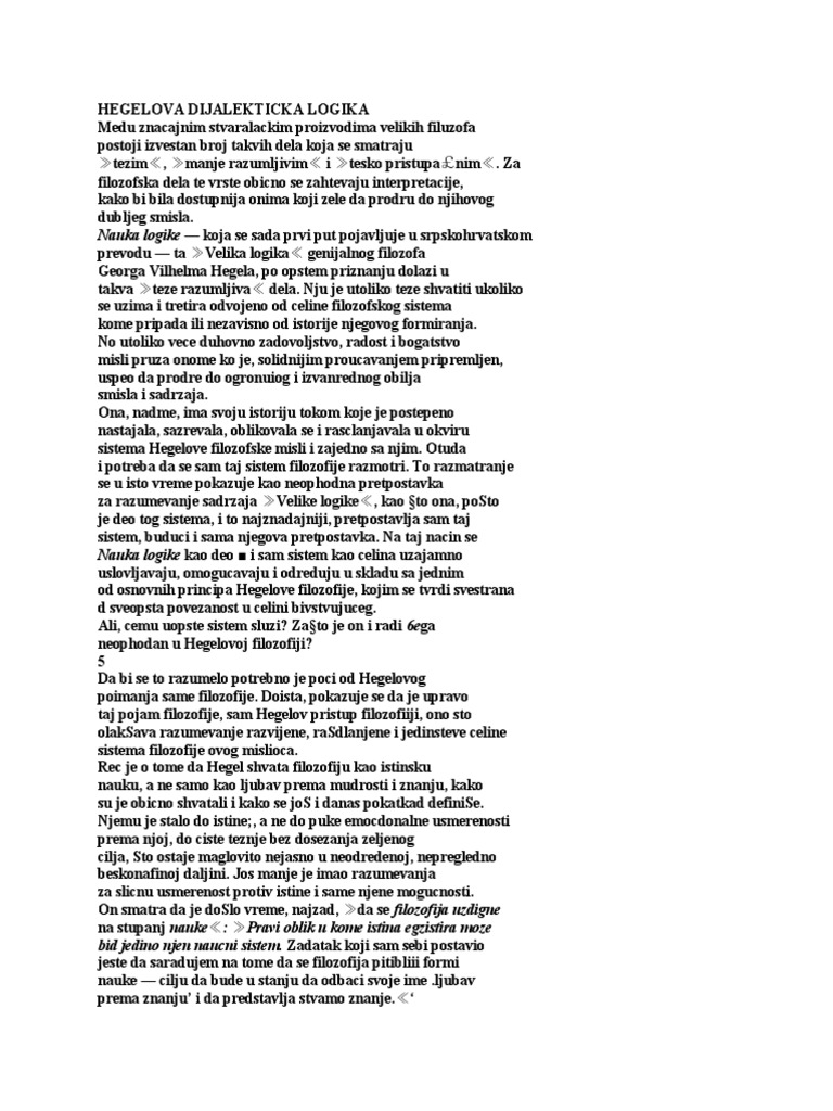 Hegelova Dijalekticka Logika Pdf