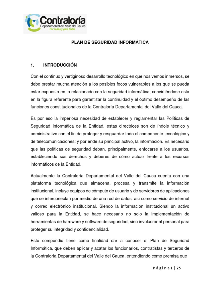 Plan de Seguridad Informática 2021 | PDF | Seguridad | La seguridad ...