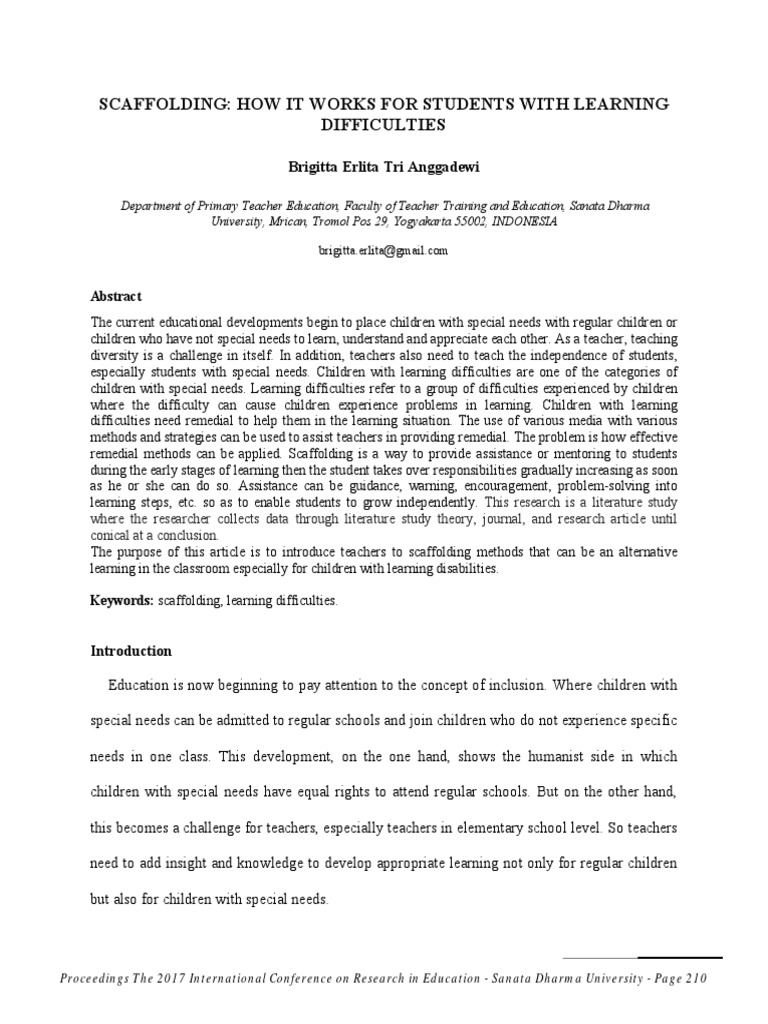 Scaffolding How It Works For Students With Learning Difficulties PDF ...