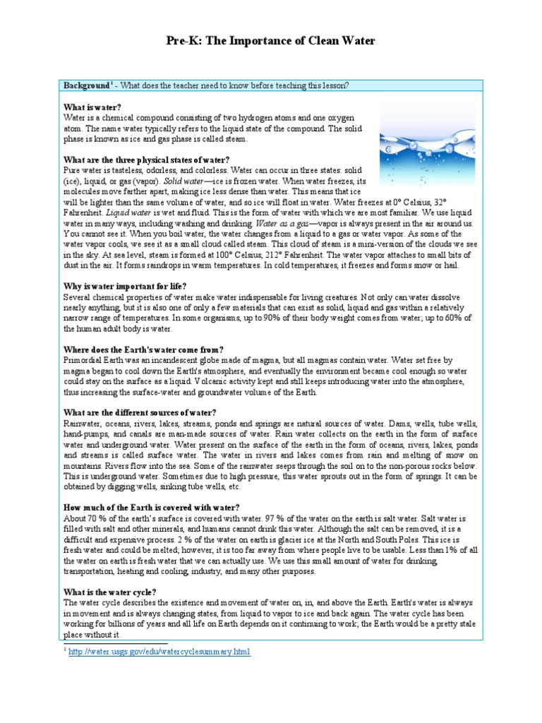 Preschool Water Lesson Plan | PDF