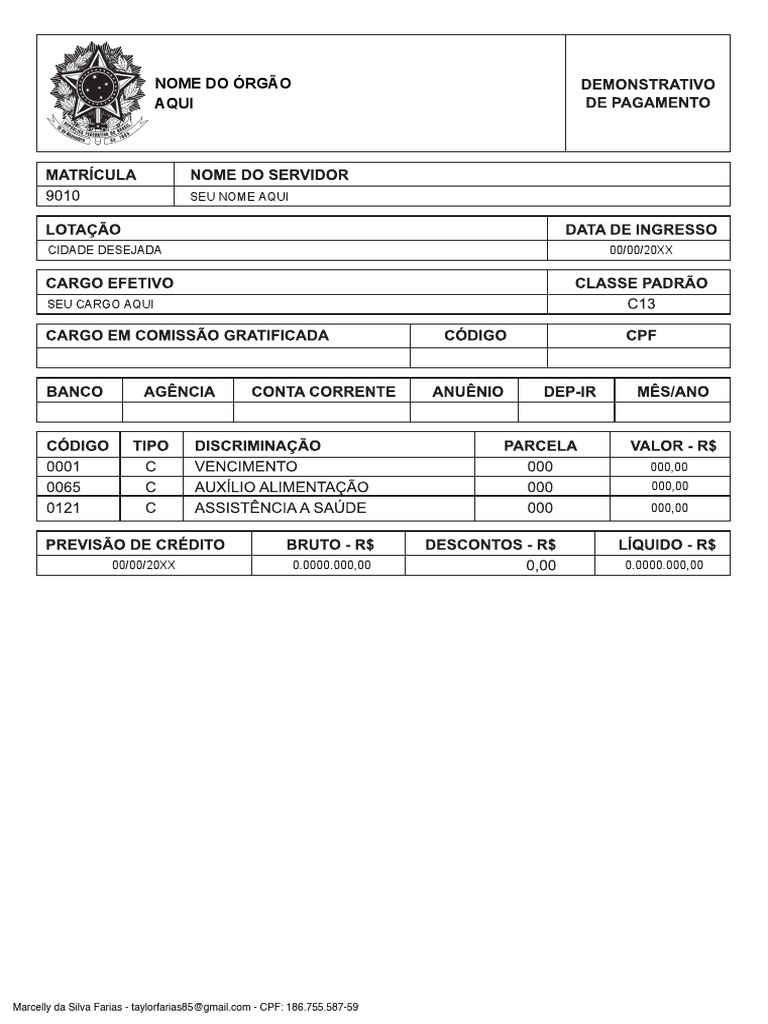 Contracheque Editável PDF