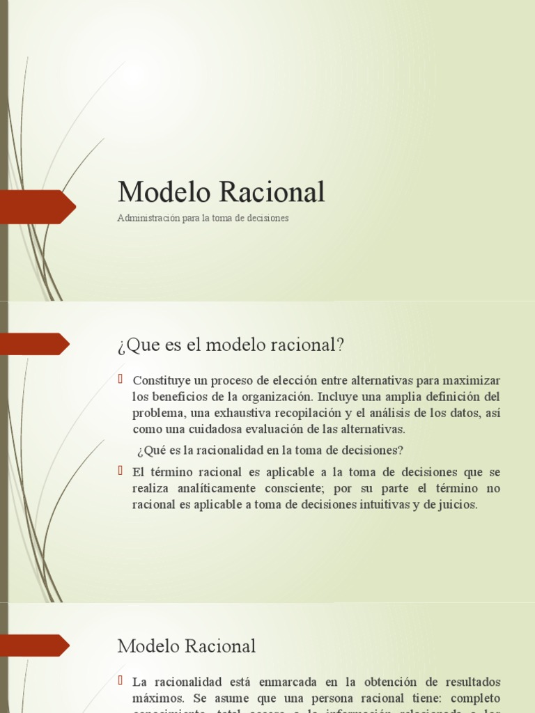 Modelo Racional en Toma de Decisiones | PDF