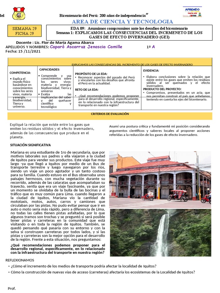 Mi Tarea de CyT SEMANA 29 FICHA 29 EDA 09 Semana 1 | Descargar gratis ...