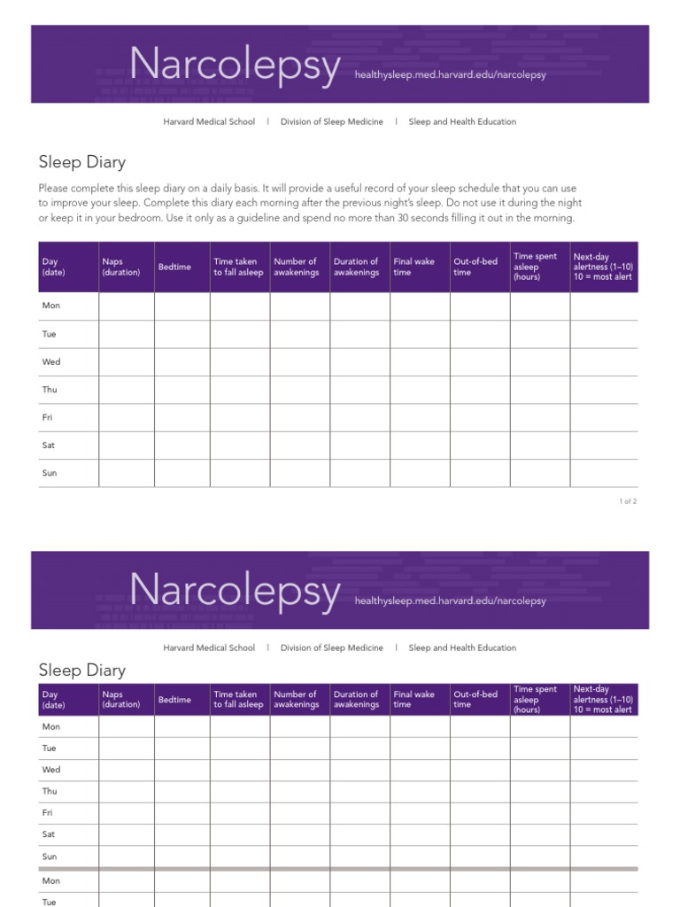 Daily Sleep Diary Template | PDF