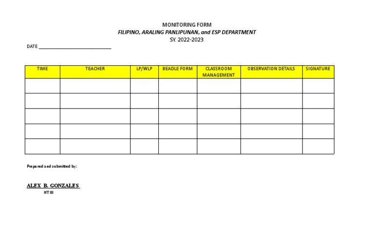 Monitoring Form | PDF