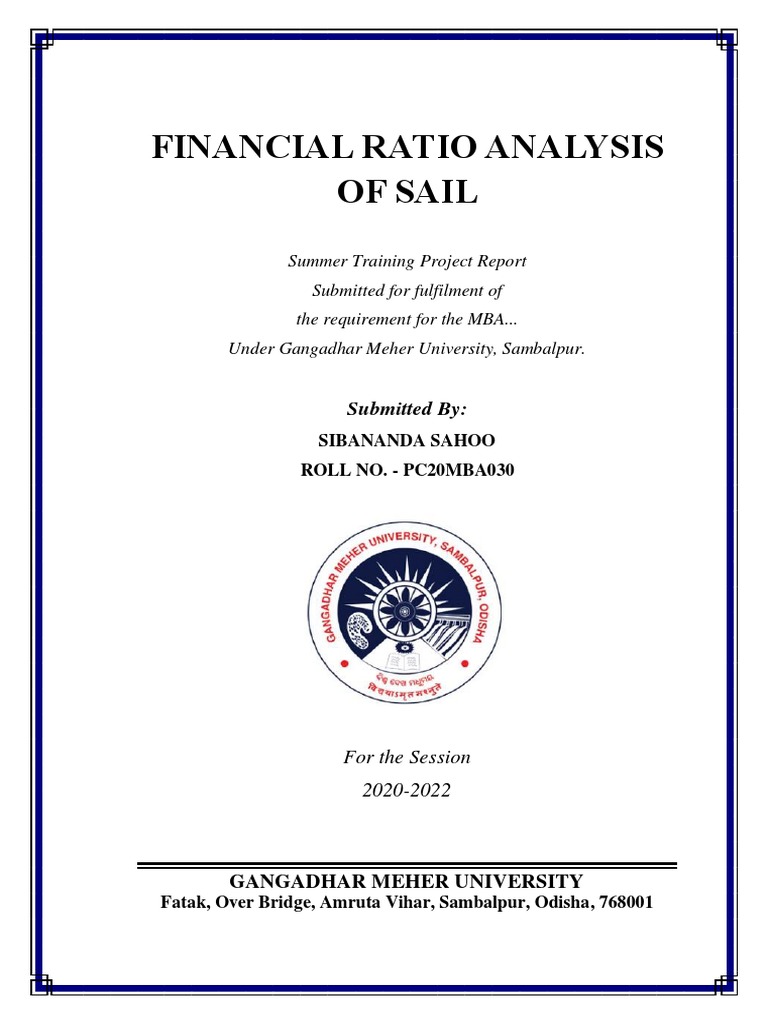 Financial Ratio Analysis of SAIL Report | PDF