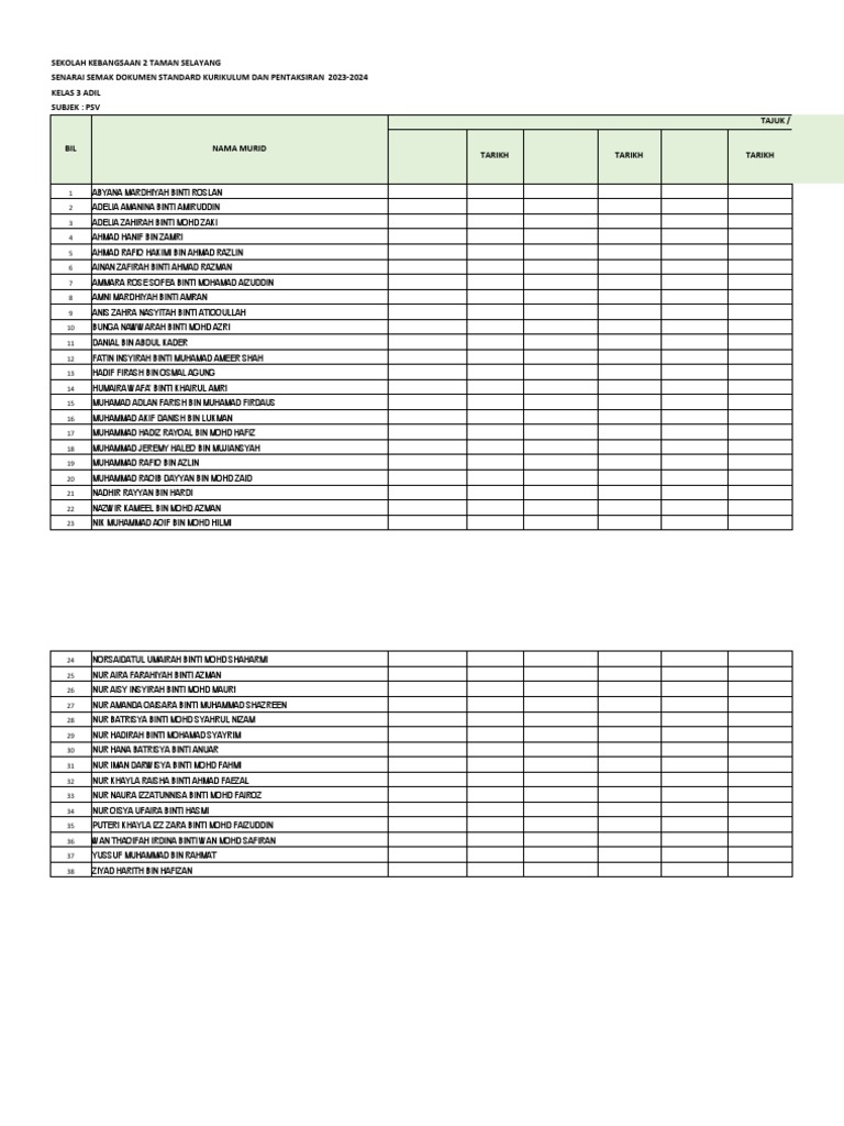 Rekod Perkembangan Murid PSV | PDF
