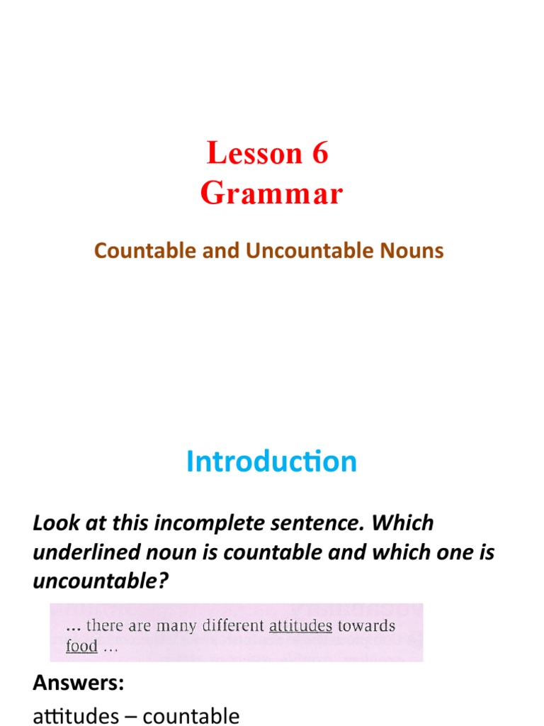 Mastering Countable and Uncountable Nouns A Comprehensive Lesson on