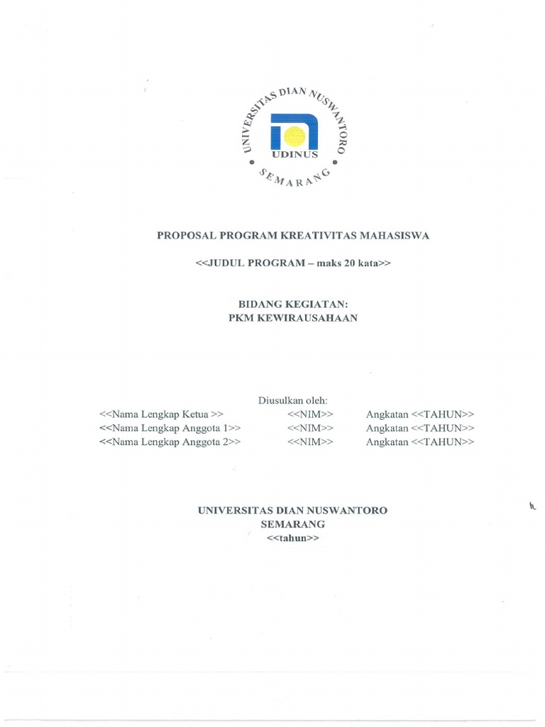 Format Proposal Program Kreativitas Mahasiswa PKM K PDF | PDF
