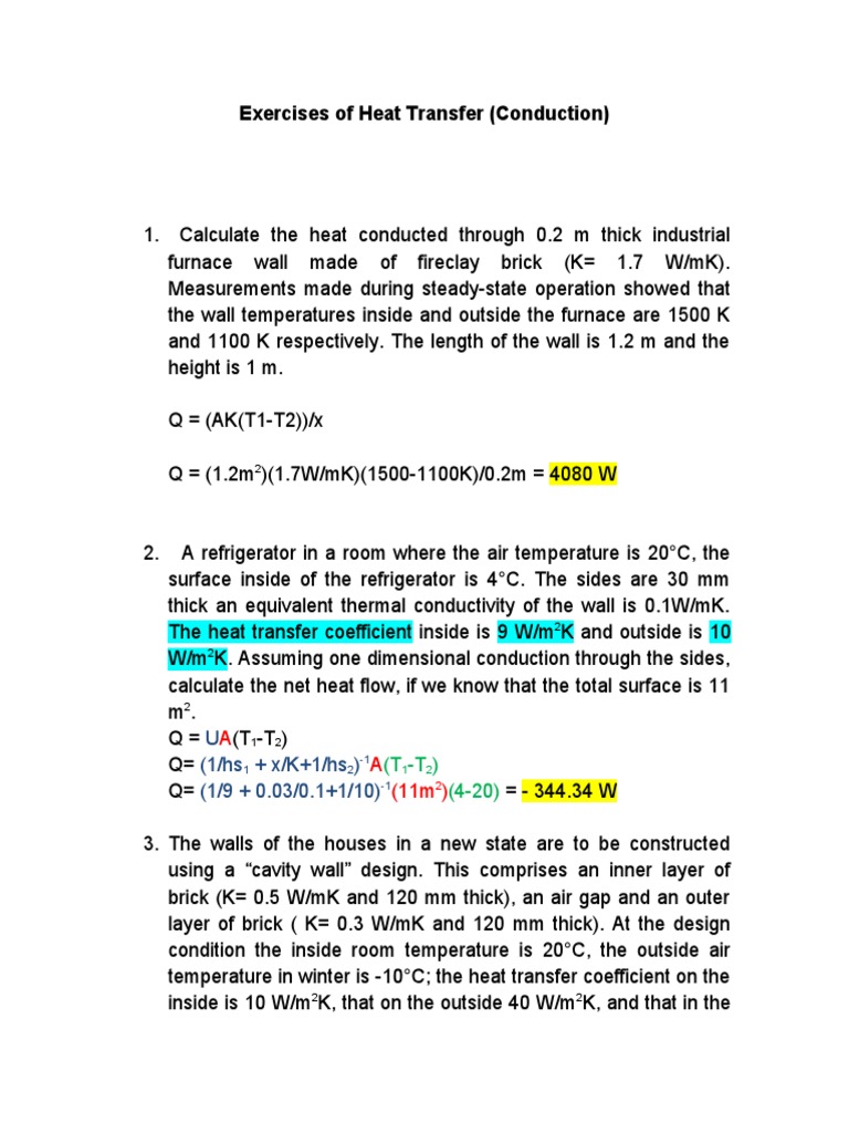 Exercises of Heat Transfer PDF