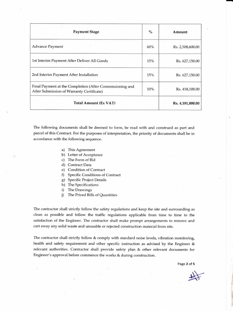 Payment Schedule and Contract Terms | PDF