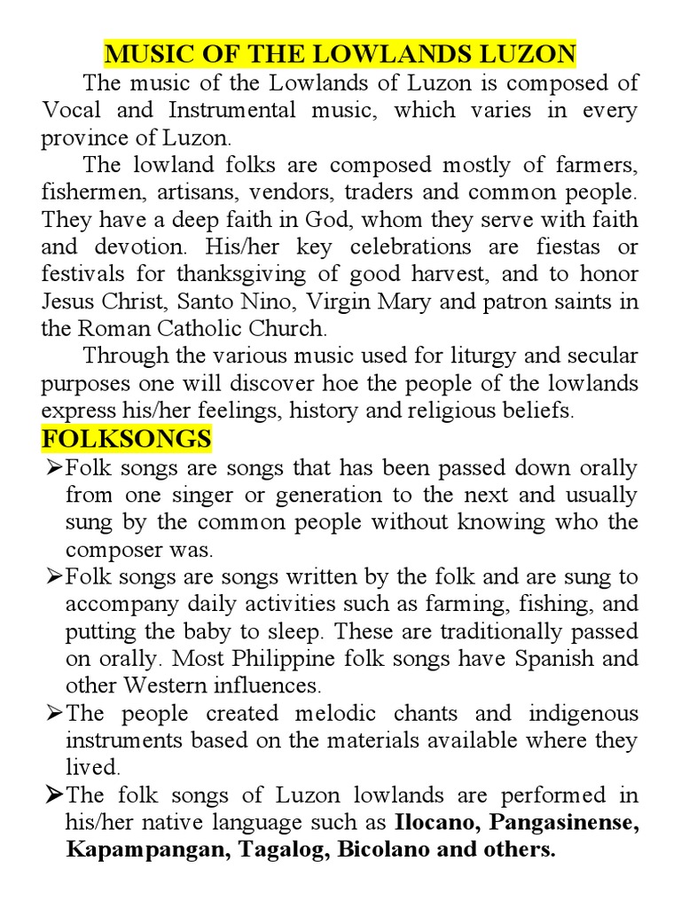 FOLKSONGS PDF Songs Luzon