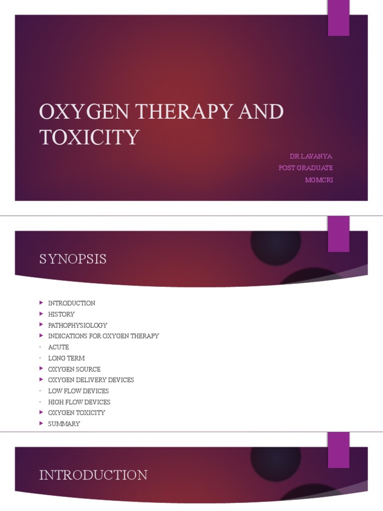 Oxygen Therapy and Toxicity PDF Hypoxia (Medical) Antioxidant