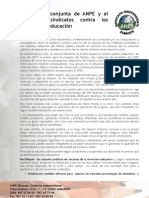 Declaracion conjunta de ANPE y otros sindicatos contra los recortes en educación.