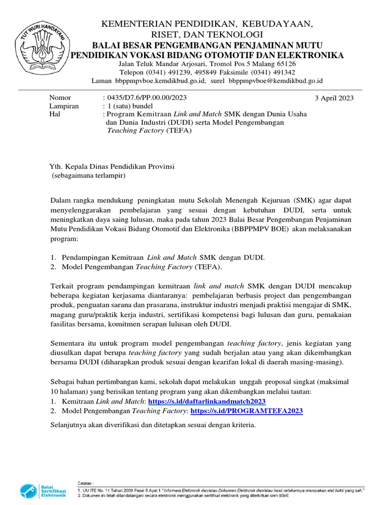 Program Kemitraan SMK dan DUDI 2023 | PDF