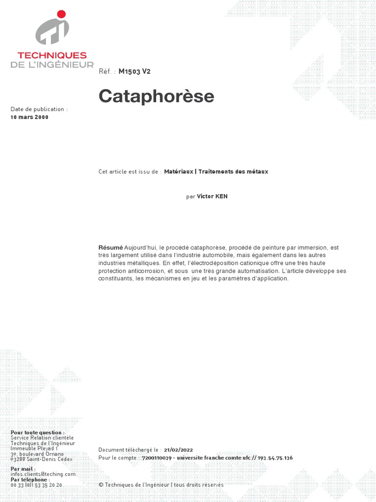 Cataphorèse PDF | PDF