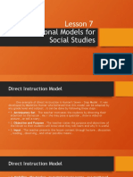 Lesson 7 Instructional Models for Social Studies