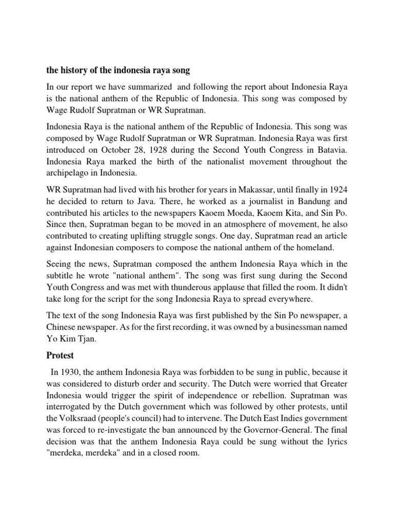 Sejarah Lagu Indonesia Raya | PDF