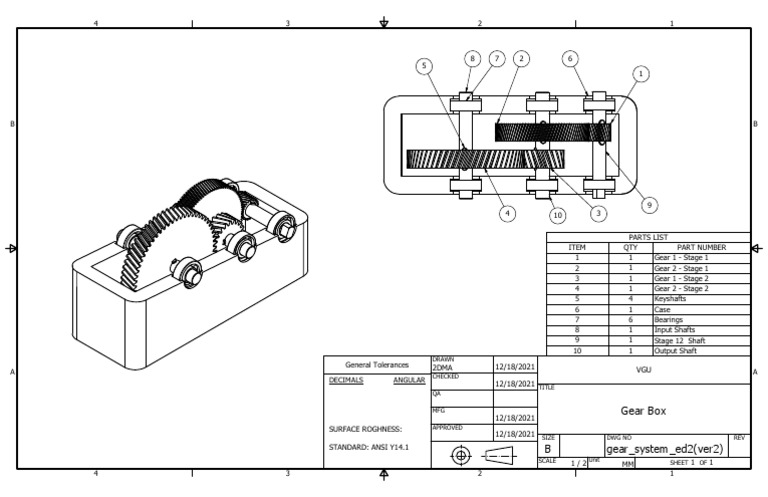Gear Box Parts List and Specifications | PDF