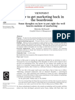 Session 1 - How To Get Marketing Back in The Boardroom - McDonald