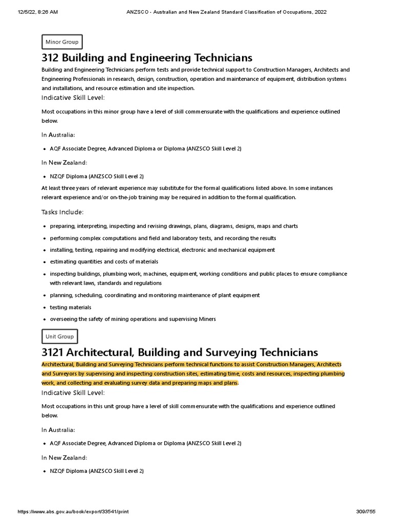 3121 Architectural, Building and Surveying Technicians PDF PDF