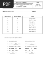 WORKSHEET 1 (POSSESSIVE ADJECTIVES) Terminada PDF