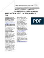 September 8, 2011 - The OFAC SDN Sanctions Legal News