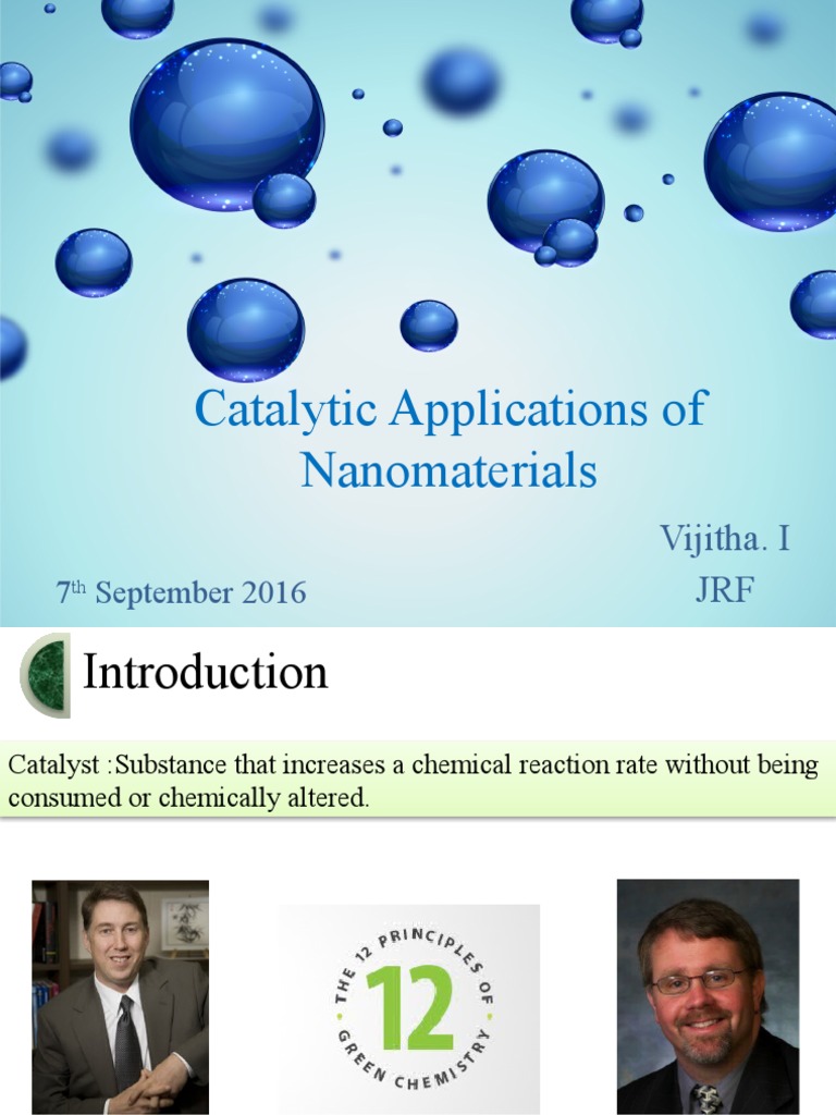 Nanomaterials in Catalytic Applications | PDF | Catalysis ...