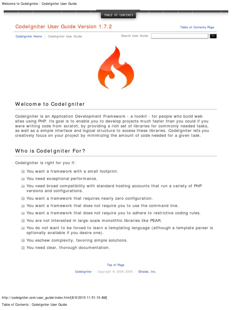 CodeIgniter User Guide Version 1.7.2 PDF Php Html Element