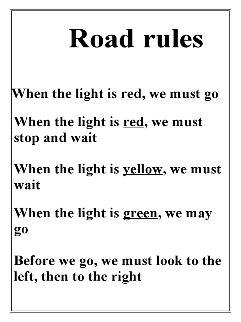 Unit 6 Lesson 4 in The Street. Road Rules PDF