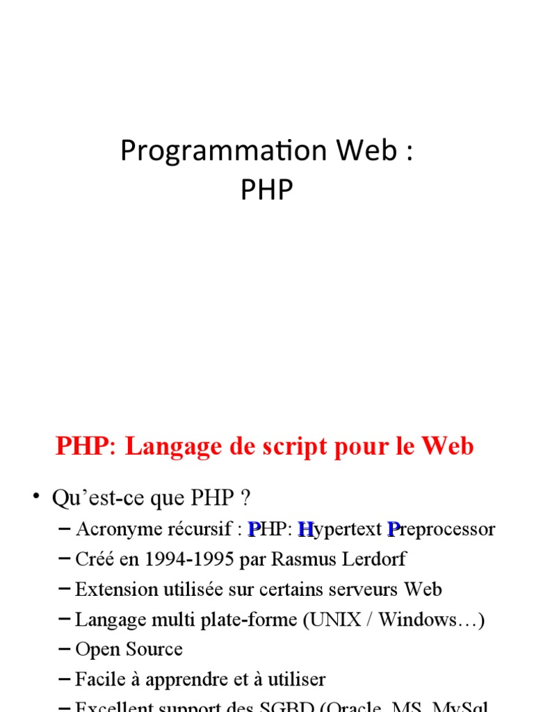 Introduction à PHP pour le Web | PDF