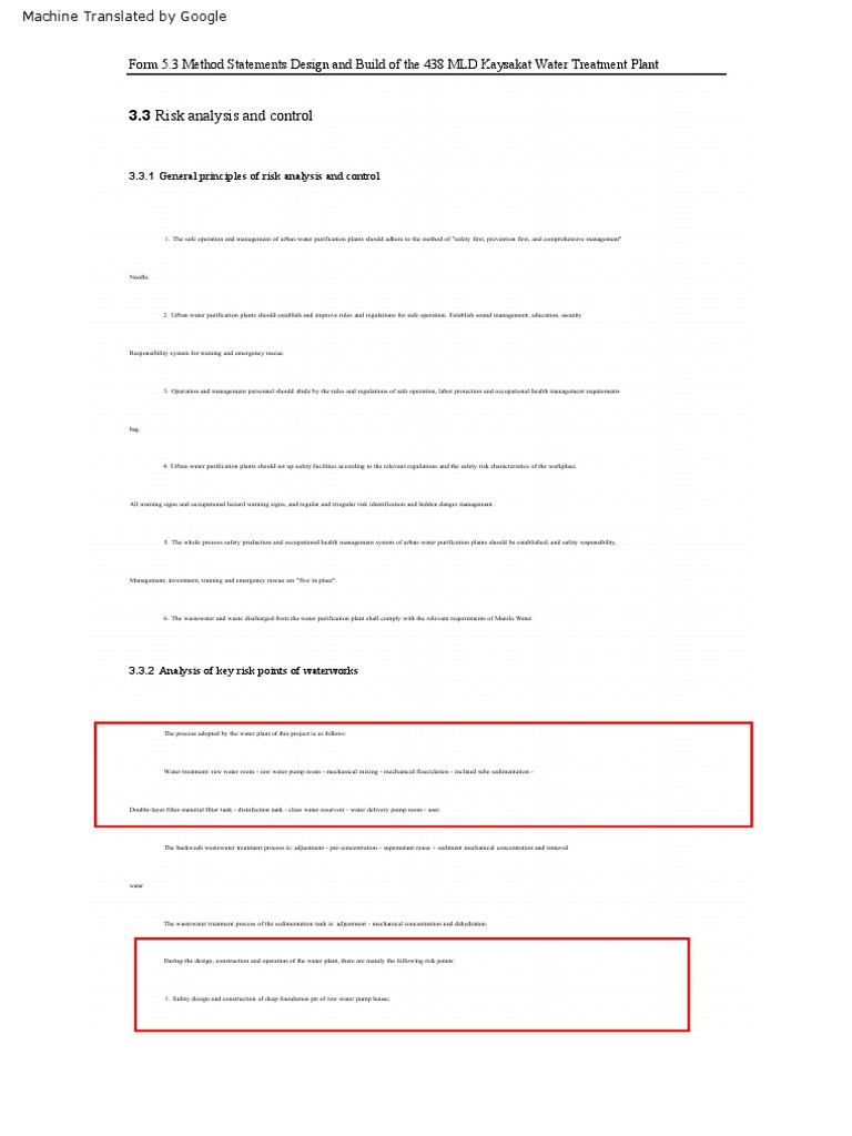 Kaysakat Water Treatment Plant Safety Measures | PDF | Water ...