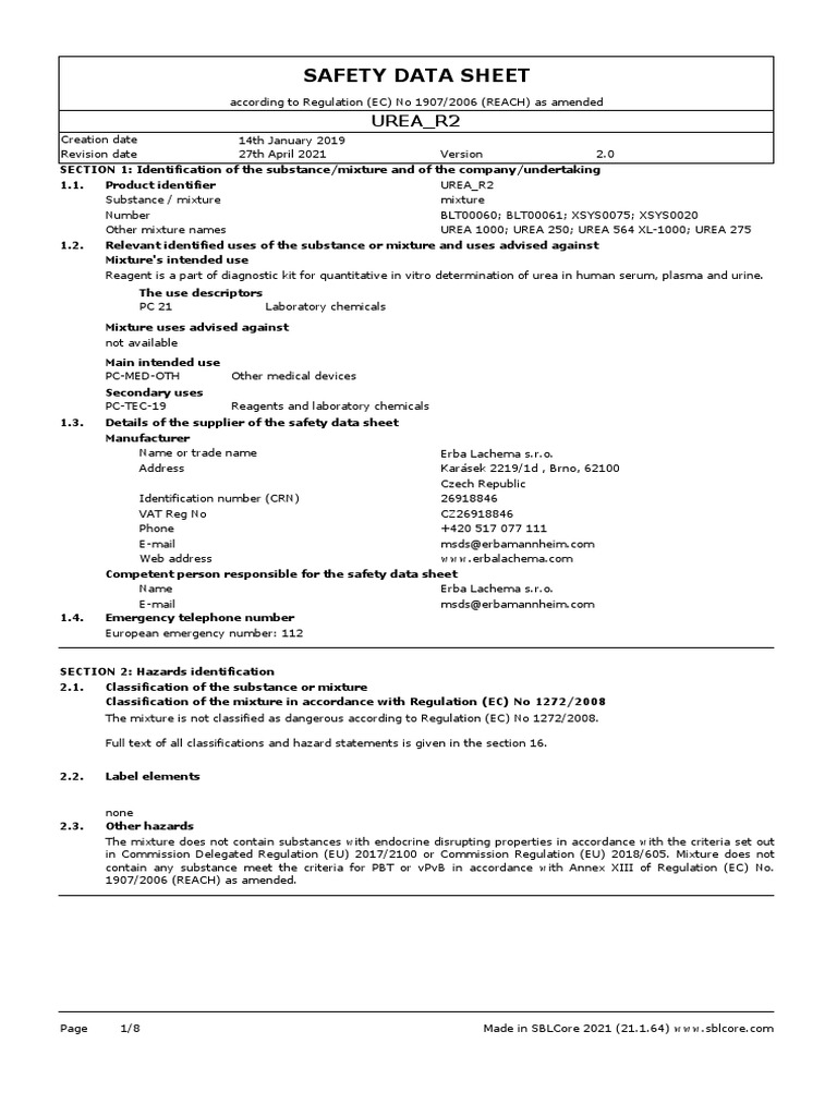 MSDS UREA R2JXYZhjOriF PDF PDF Toxicity Dangerous Goods