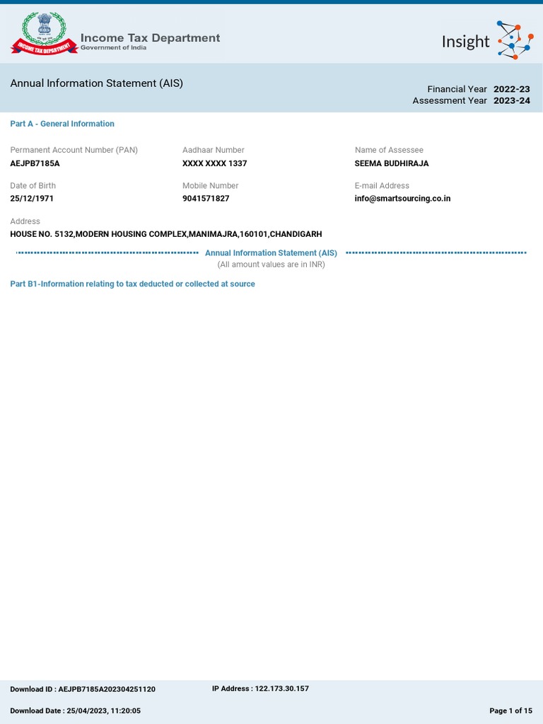 Annual Information Statement (AIS) PDF | PDF