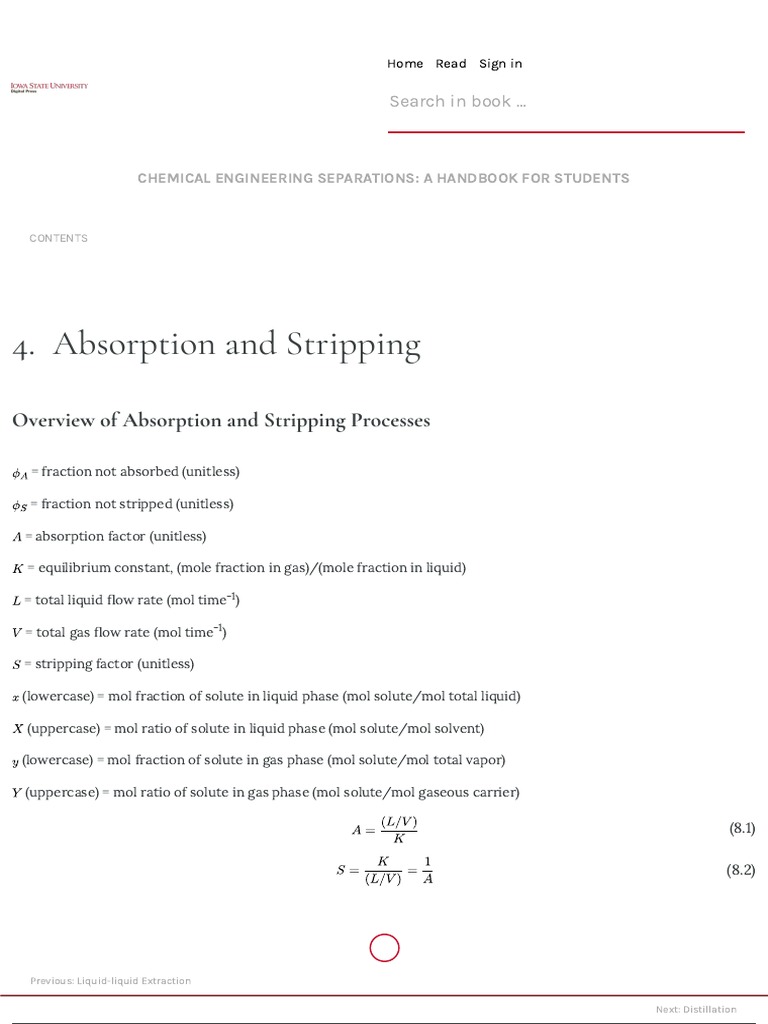 Absorption and Stripping in Chemical Engineering | PDF