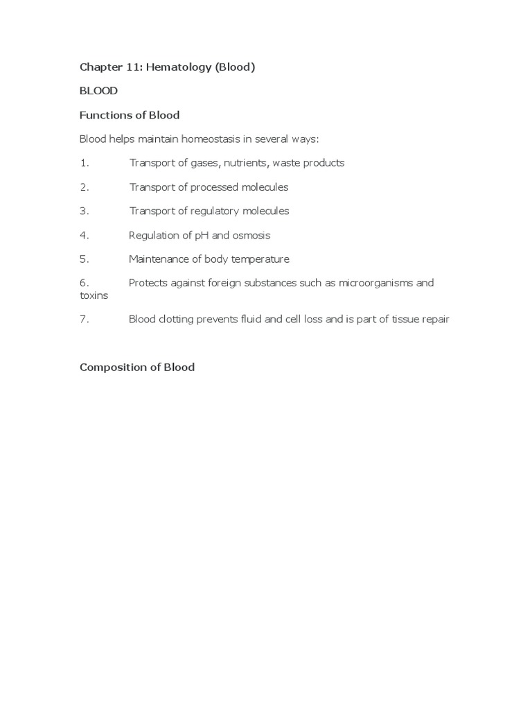 Chapter 11 HEMATOLOGY (BLOOD) PDF | PDF