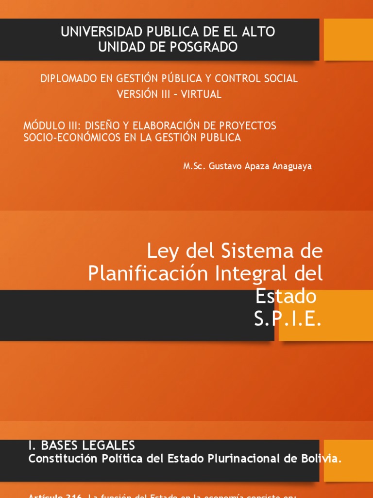 Ley Del Sistema de Planificación Integral Del Estado | PDF
