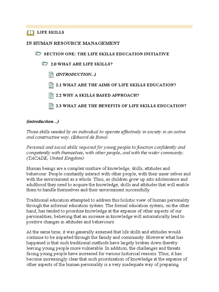 Lesson Notes On Life Skills PDF