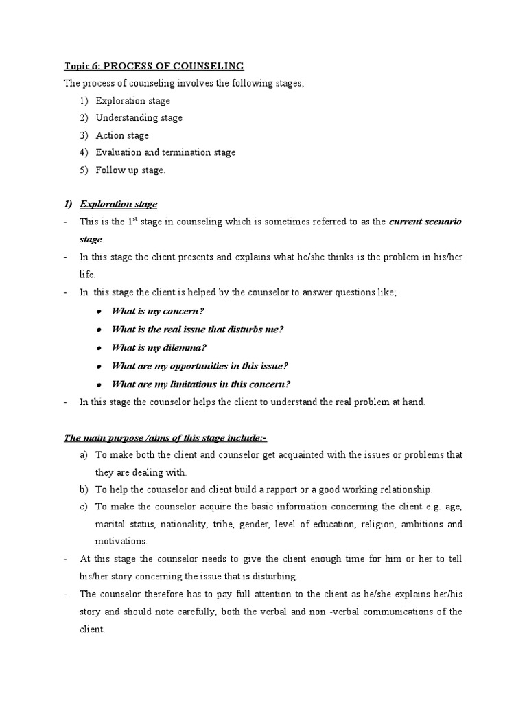 lESSON 8 - PROCESS OF COUNSELLING - 2 | PDF | Psychological Concepts ...