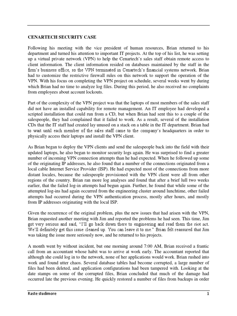 Case Study Nr 1 Pdf Pdf Virtual Private Network User Computing