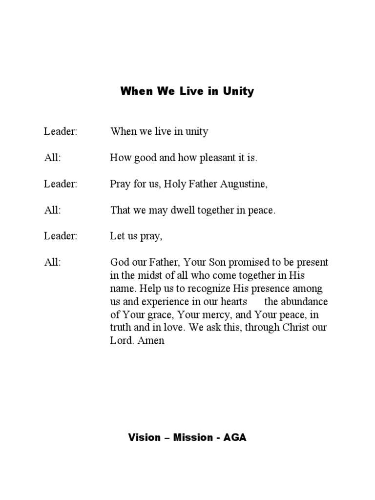 Prayer Vision-Mission AGA Core Values | PDF