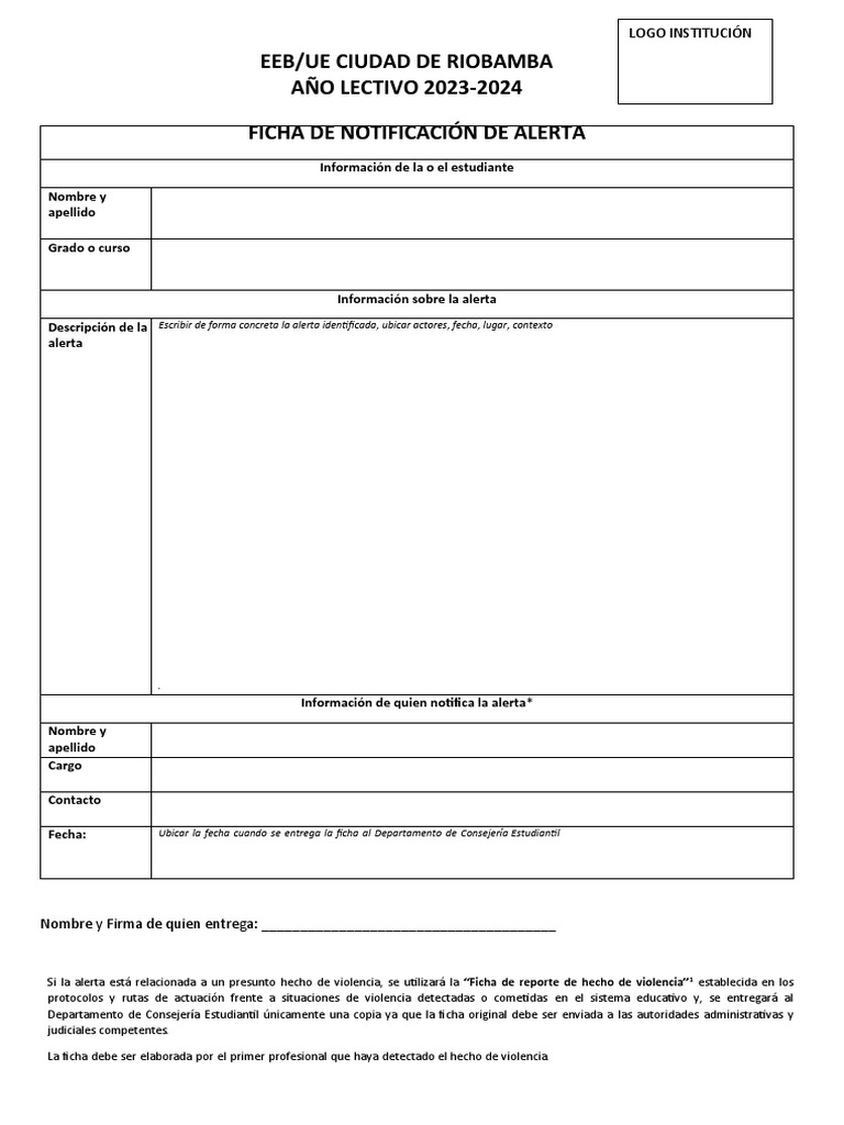 1 Ficha de Notificación de Alerta | PDF