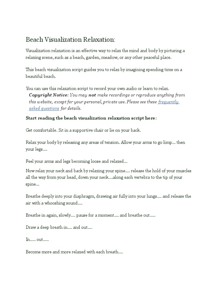 Beach Visualization Relaxation | Download Free PDF | Relaxation ...