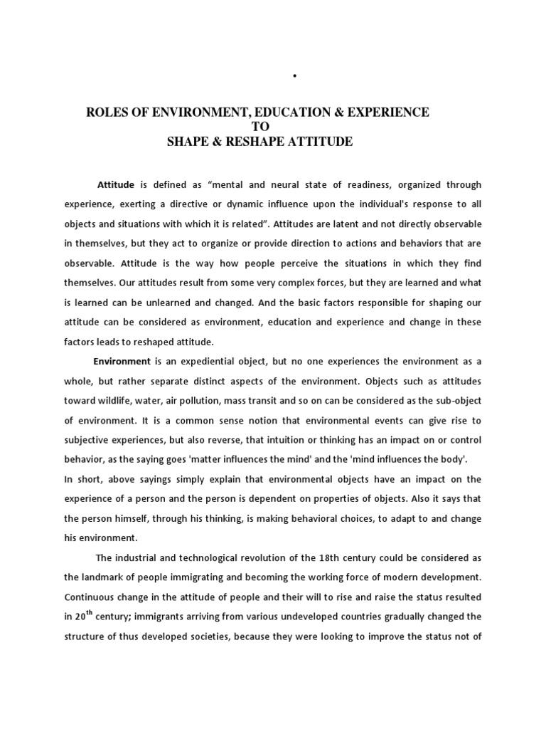 Shaping Attitudes Through Environment and Education | PDF | Attitude ...