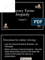 Literary Terms Jeopardy: English 9