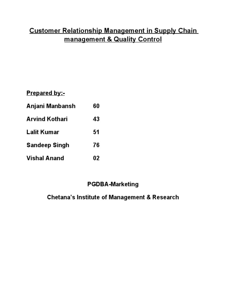 Supply Chain Management Case Studies PDF Supply Chain Customer